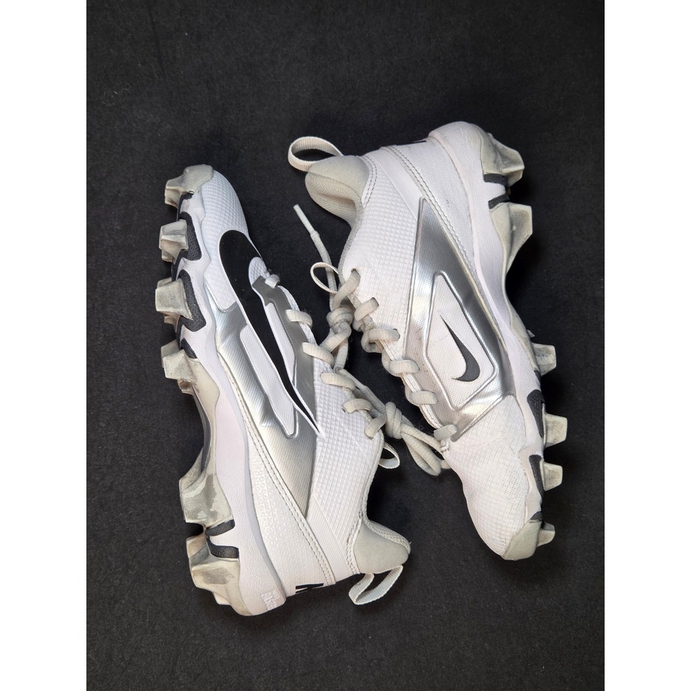 Nike Alpha Huarache 4 Keystone Kids Baseball Cleats White‎ Silver FQ4012-100 2Y